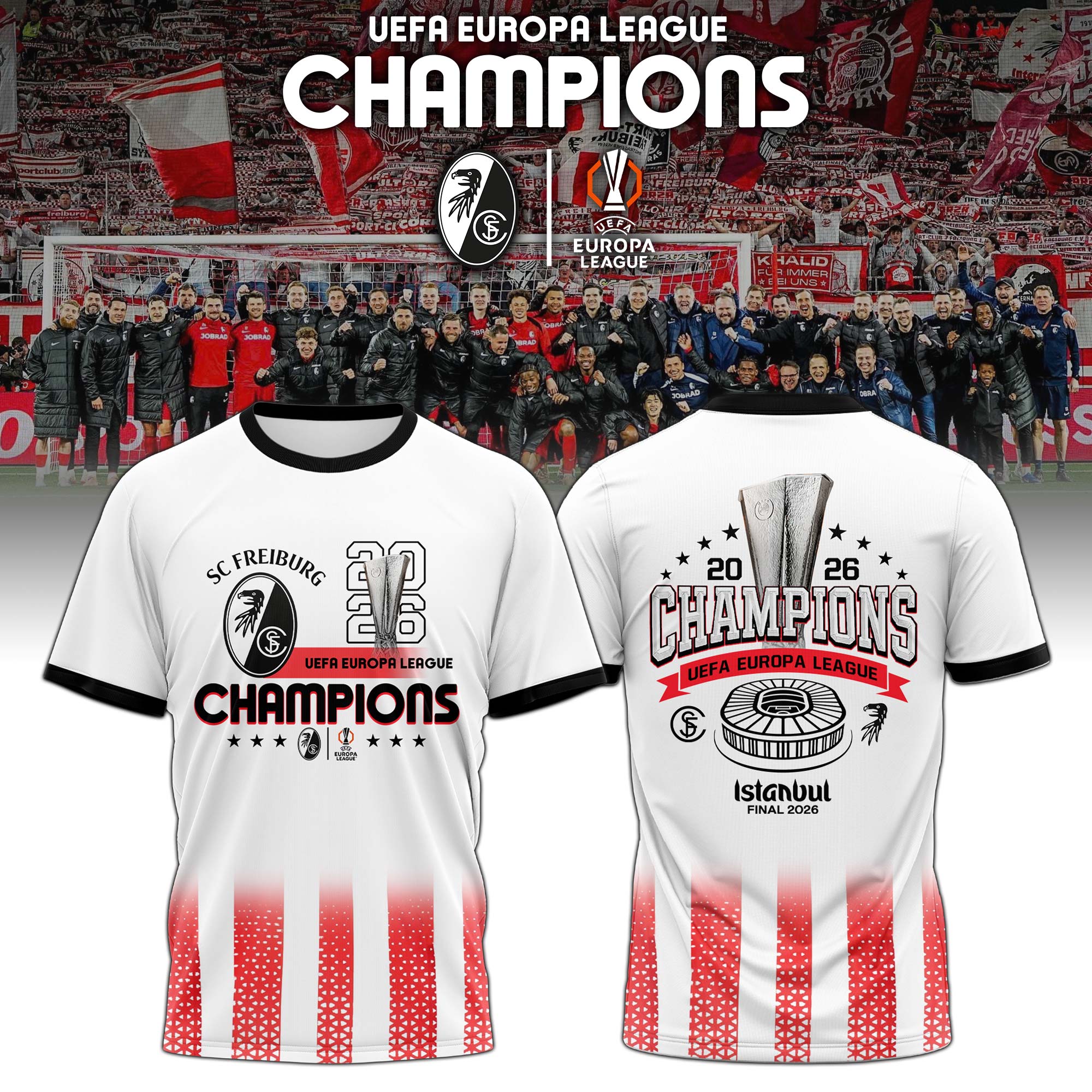 SC Freiburg UEFA Europa League Champions 2026 T-Shirt - Front View