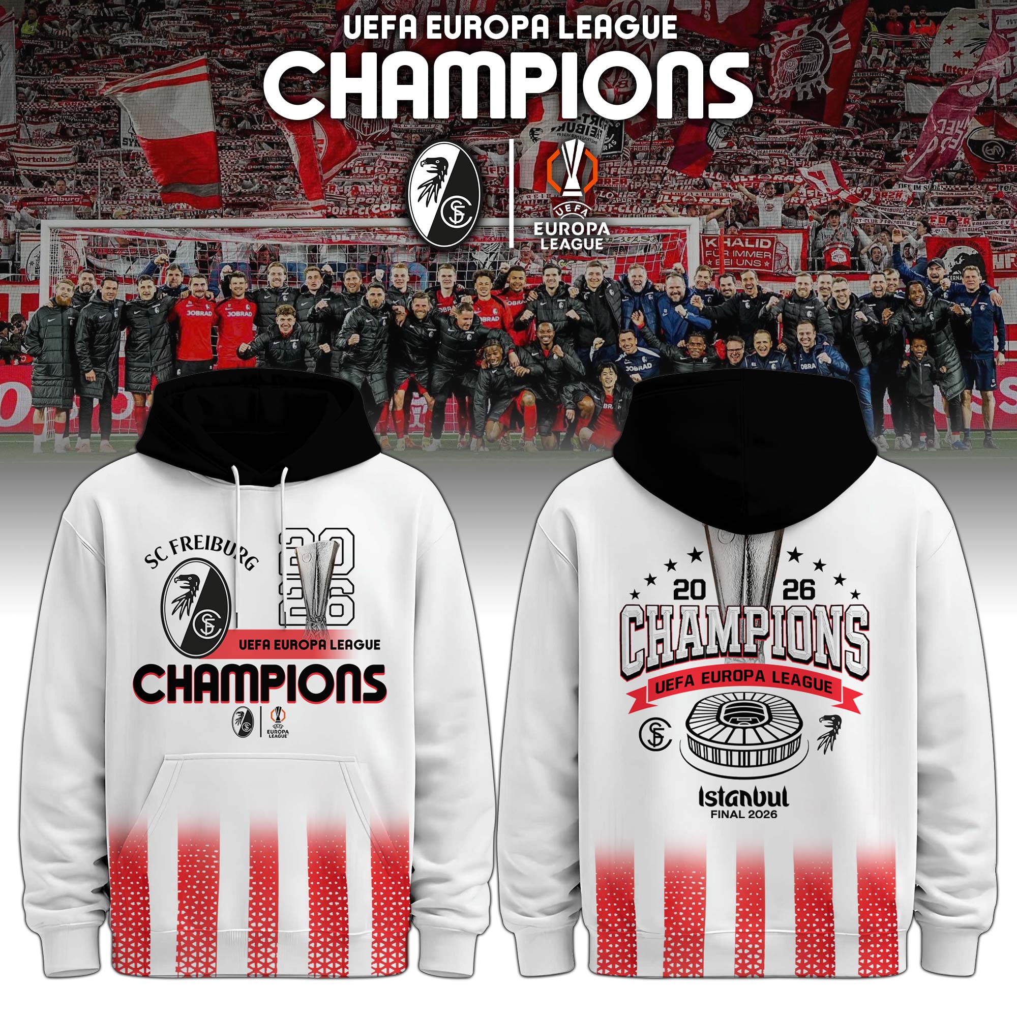 SC Freiburg UEFA Europa League Champions 2026 Hoodie - Front View