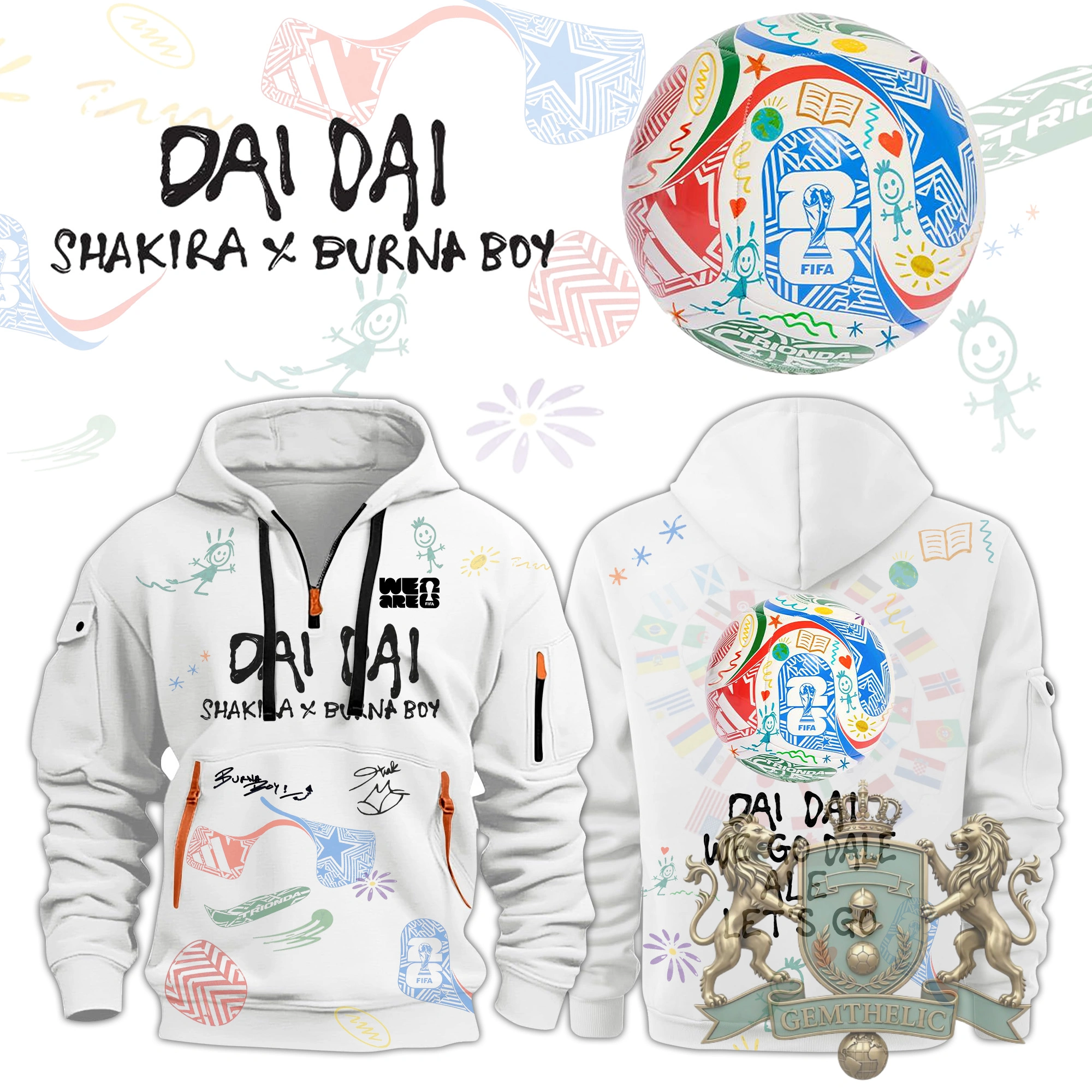 Shakira Burna Boy DAI DAI FIFA 26 World Cup Anthem Hoodie - Front View