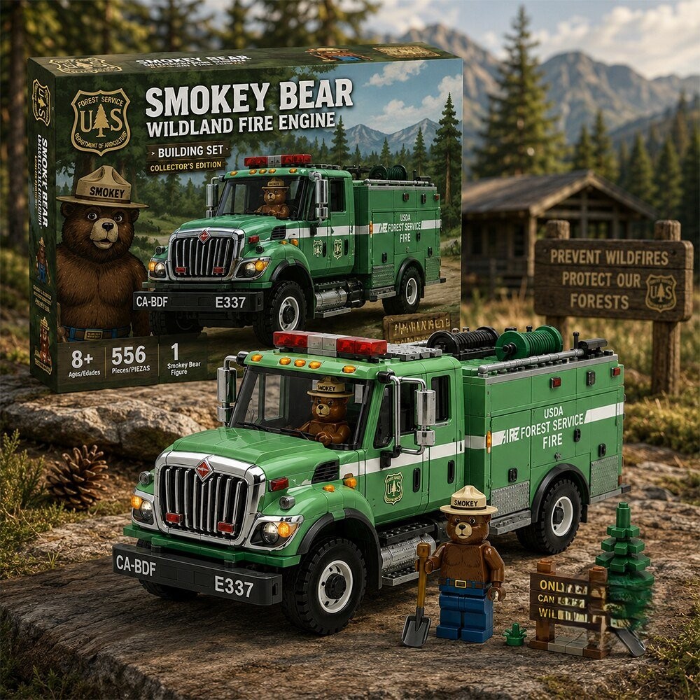 Smokey Bear Wildland Fire Engine Building Set - Front View