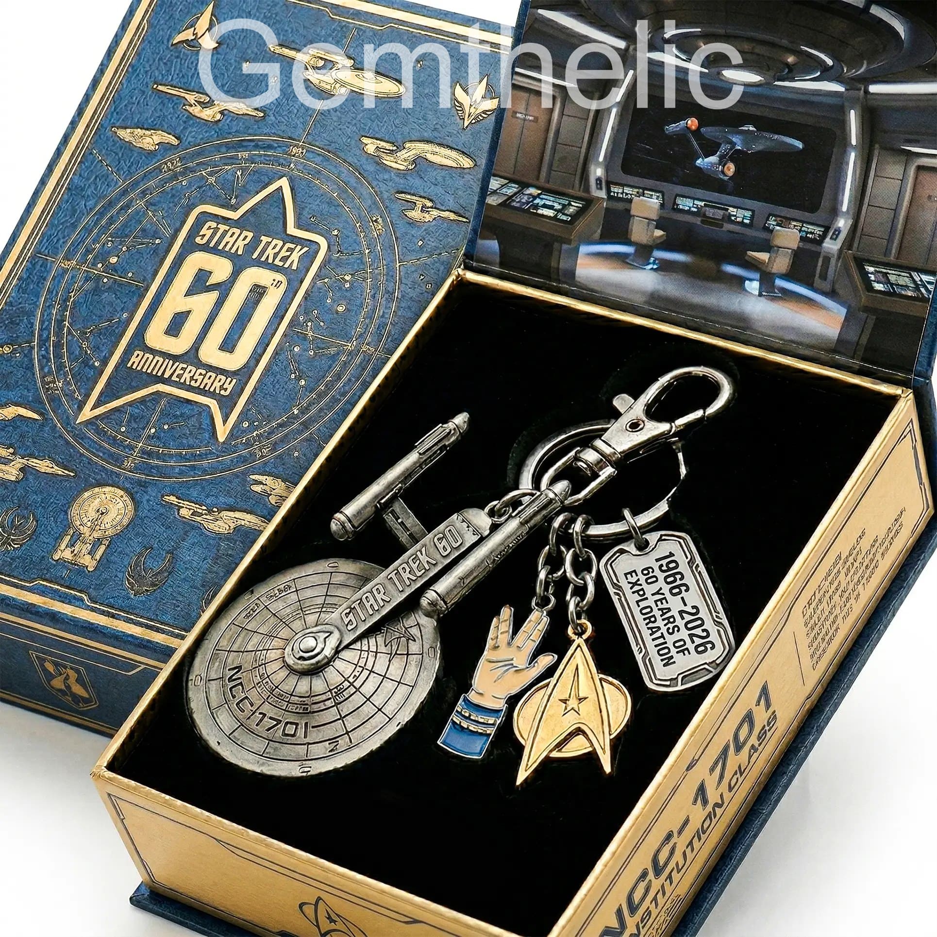 Star Trek 60th Anniversary USS Enterprise Keychain - Detail View