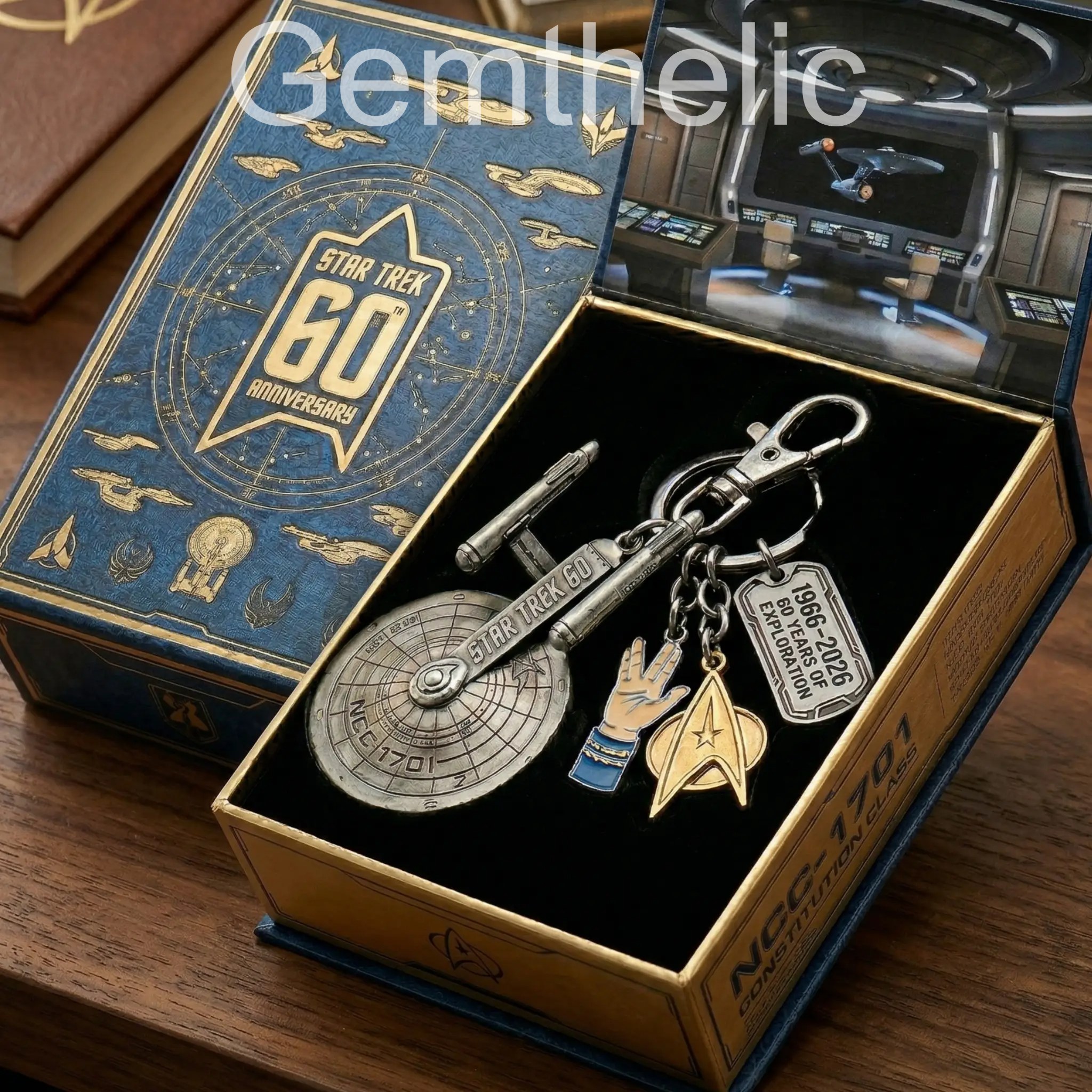 Star Trek 60th Anniversary USS Enterprise Keychain - Front View