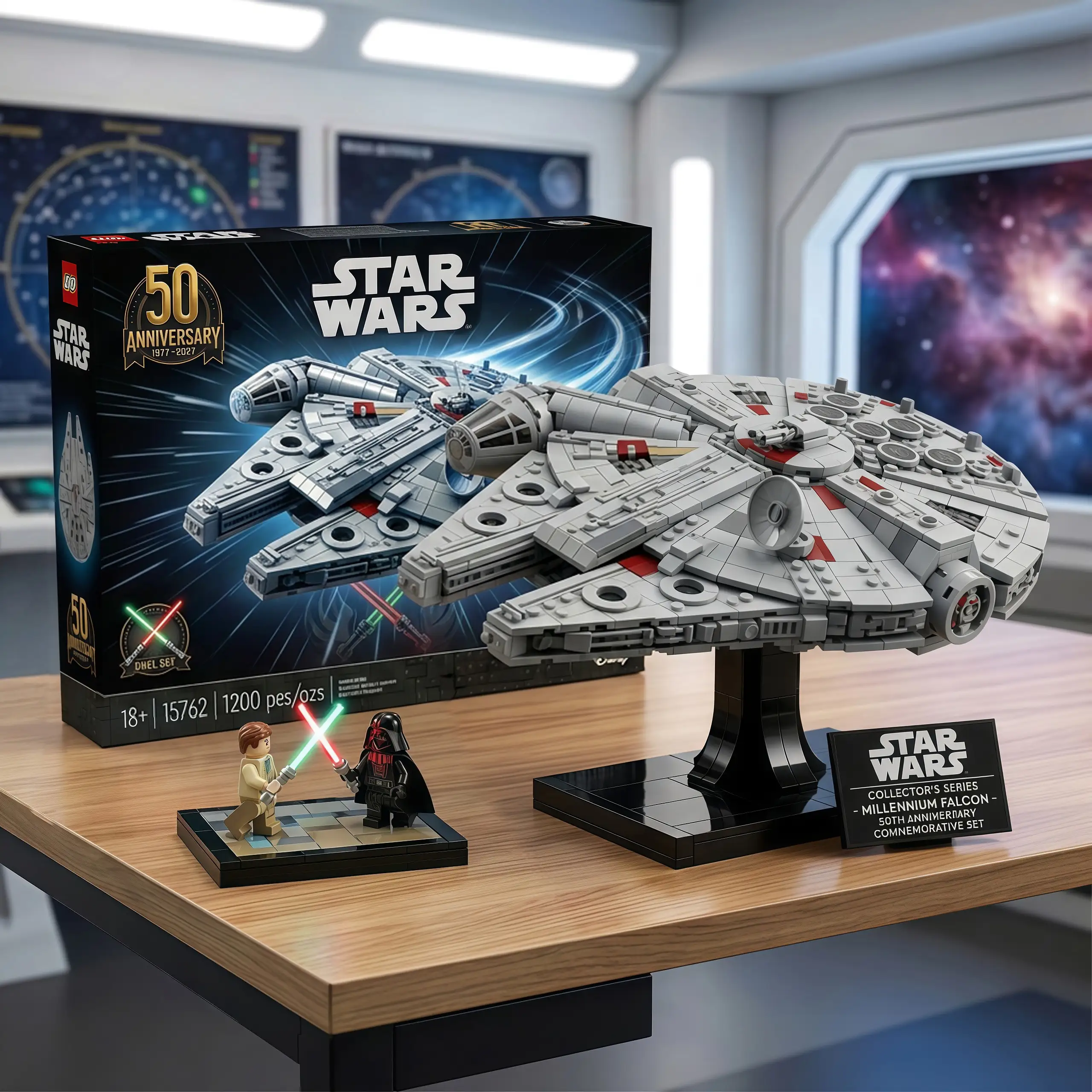 Star Wars 50th Anniversary Millennium Falcon Commemorative Brick Set - Front View