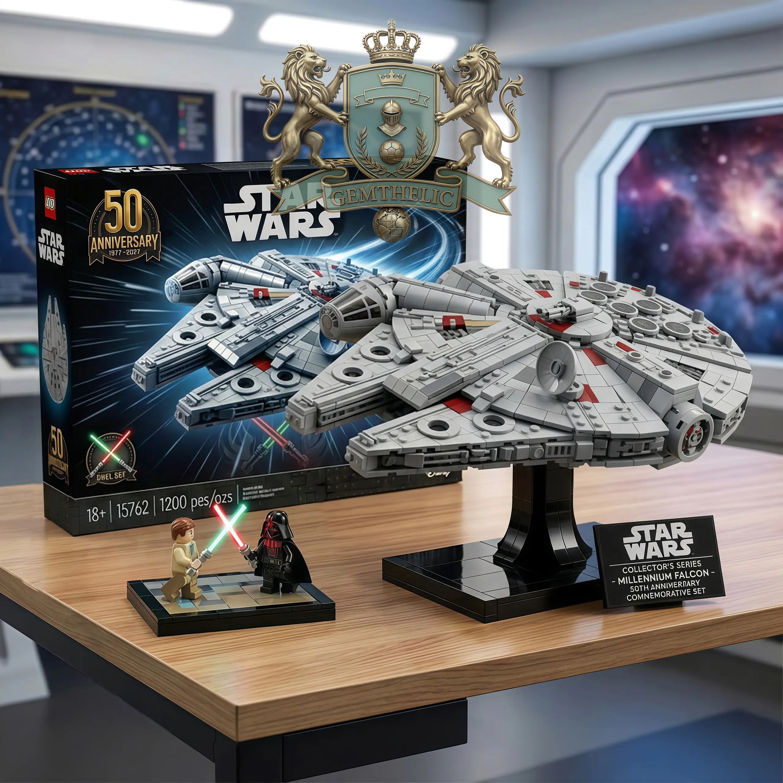 Star Wars 50th Anniversary Millennium Falcon Building Bricks Set - Front View