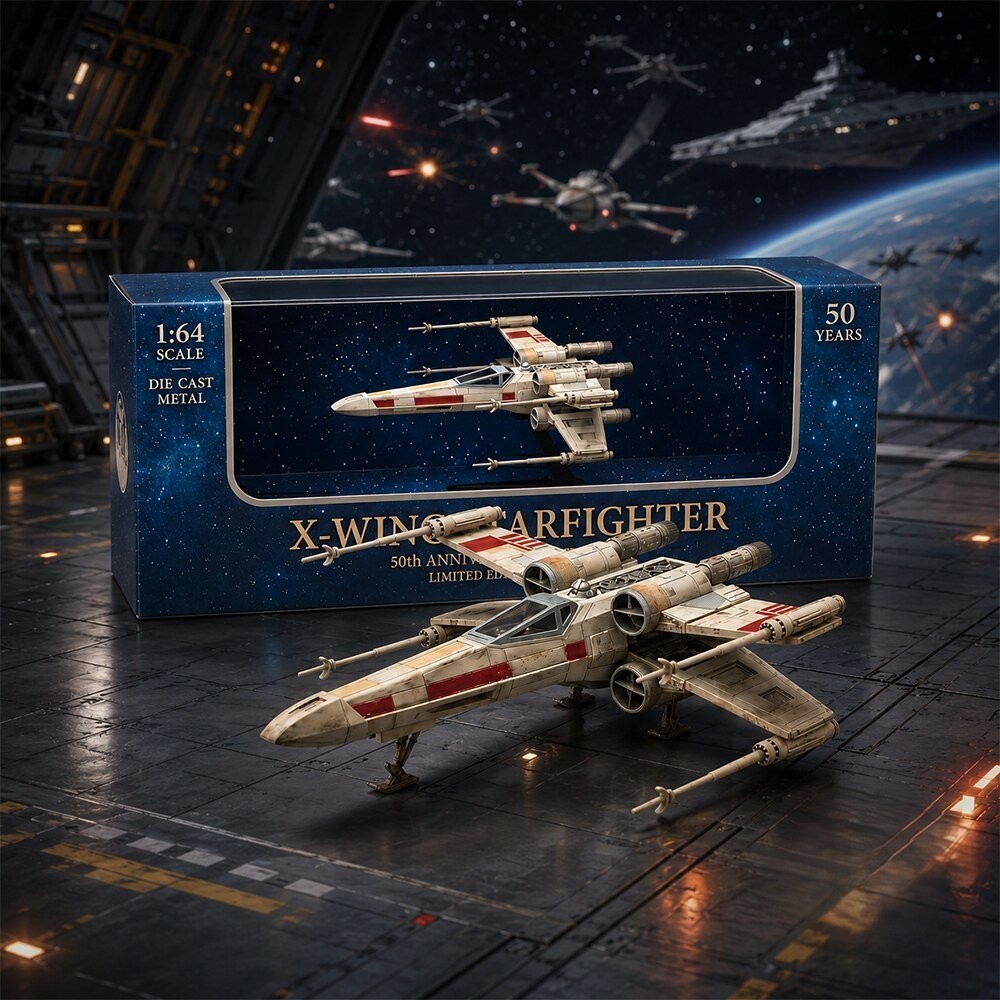 Star Wars X-Wing Starfighter 50th Anniversary 1:64 Scale Die Cast Metal Model - Front View