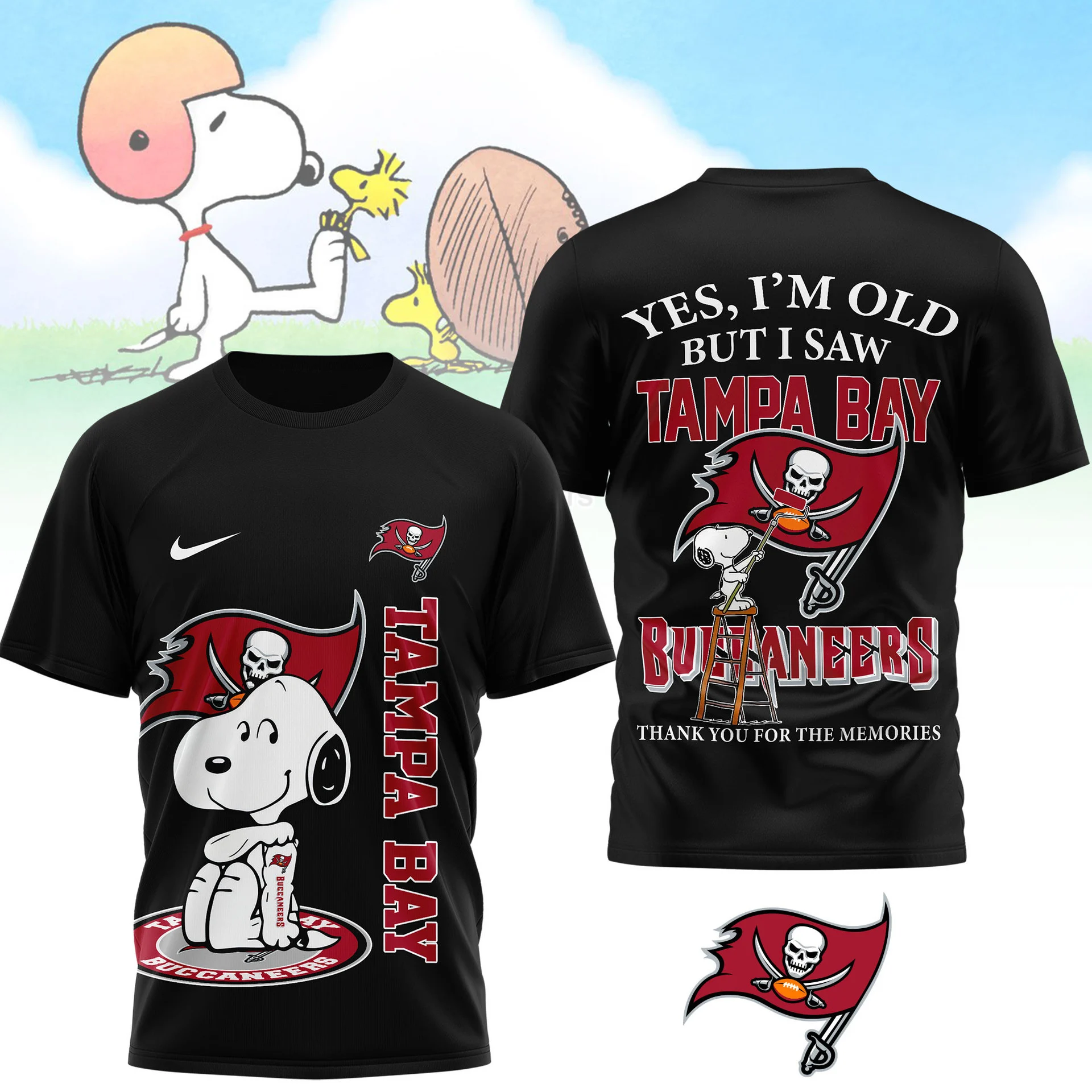 Tampa Bay Buccaneers Snoopy Yes I'm Old But I Saw T-Shirt - Front View