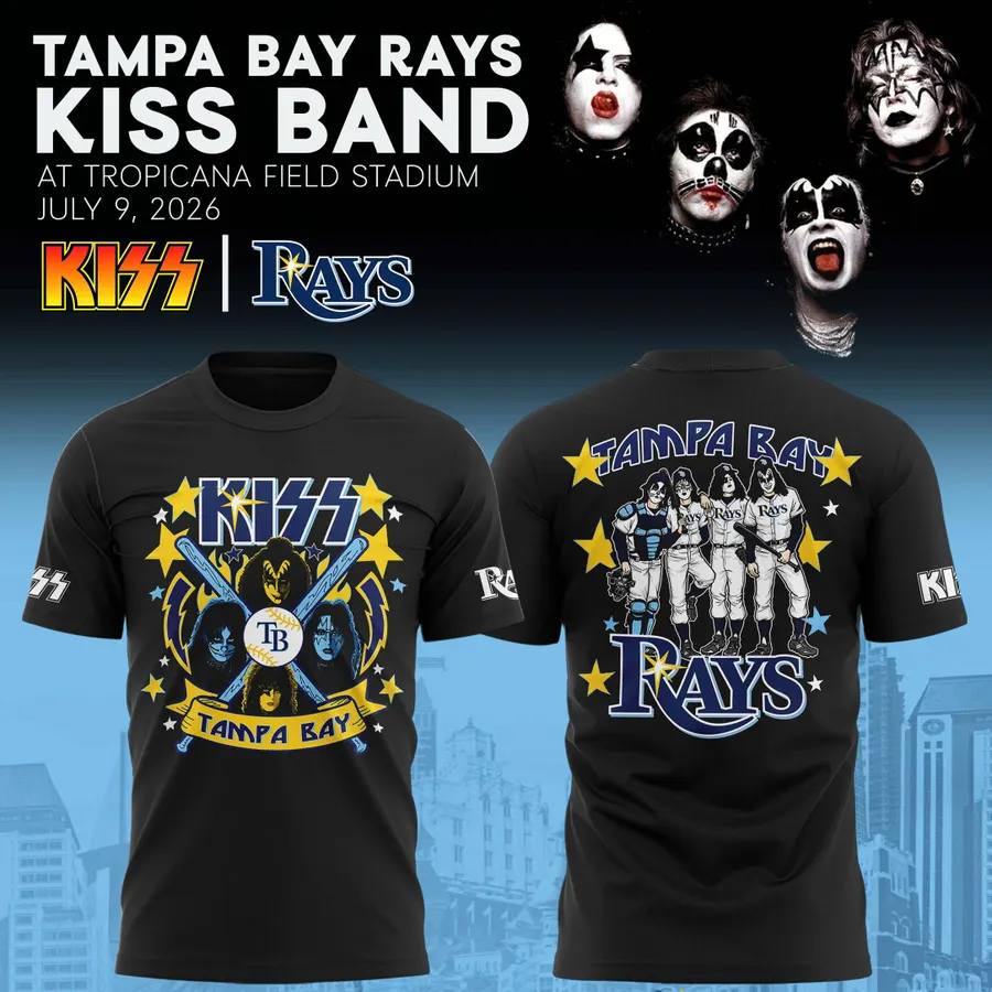 Tampa Bay Rays KISS Band 2026 T-Shirt - Front View