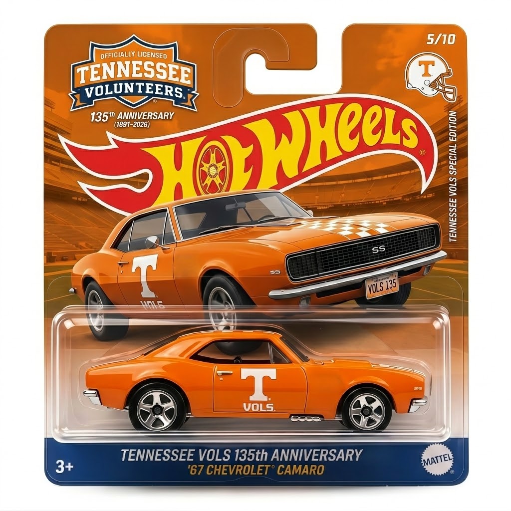 Tennessee Volunteers 135th Anniversary Hot Wheels Car - Front View