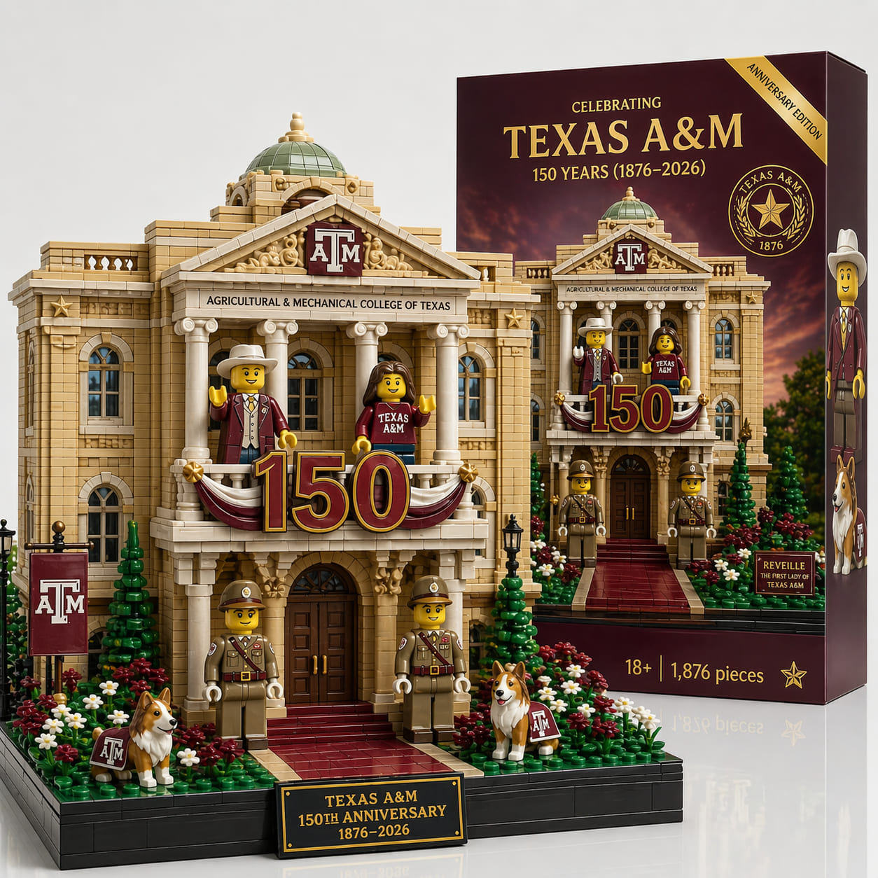 Texas A&M 150th Anniversary 1876-2026 LEGO Building Set - Front View