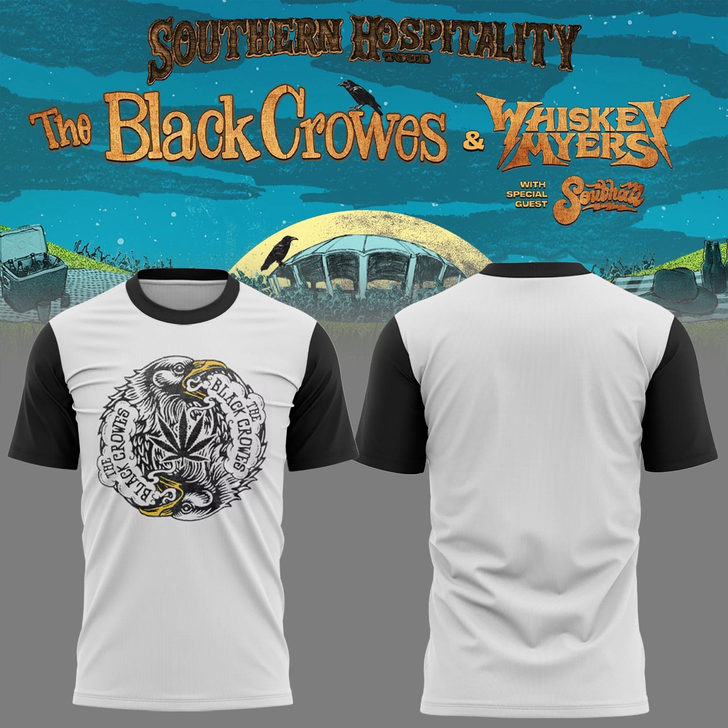 The Black Crowes Southern Hospitality Tour Eagle Cannabis Leaf T-Shirt - Front View