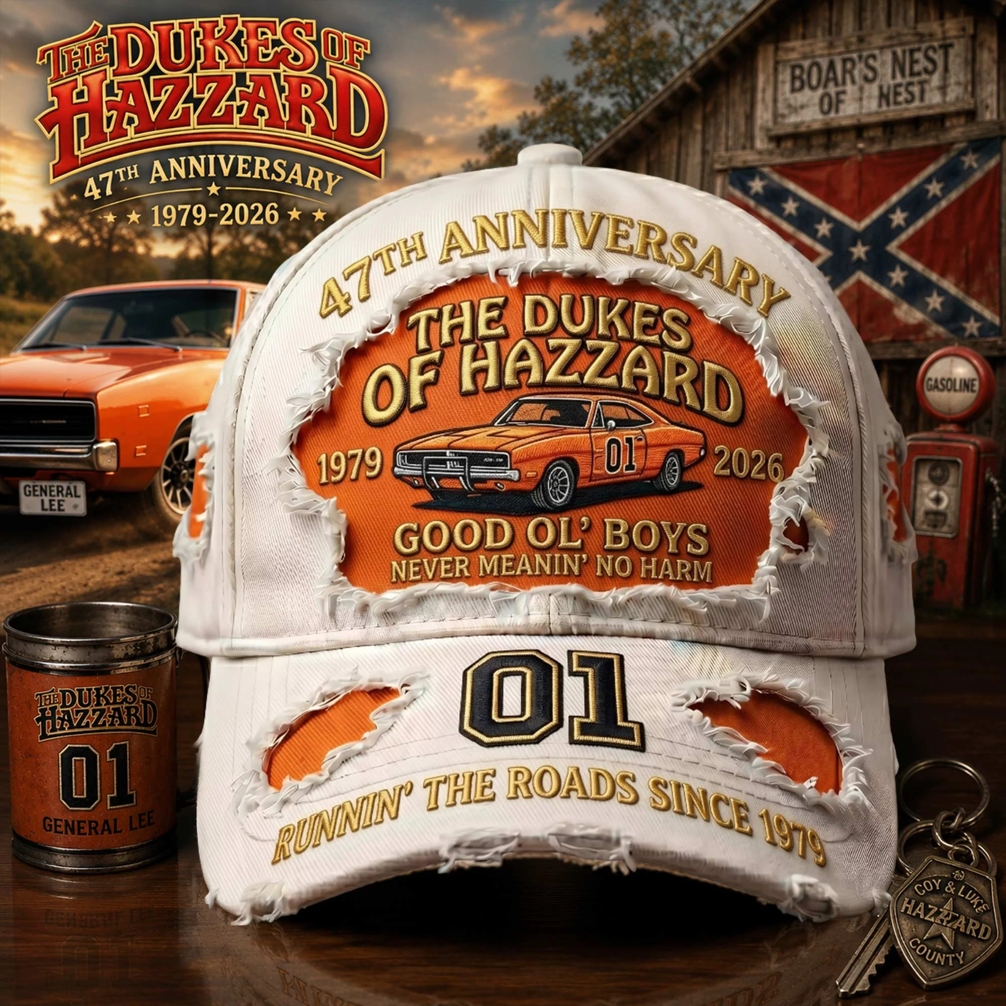 The Dukes of Hazzard 47th Anniversary Baseball Cap - Front View