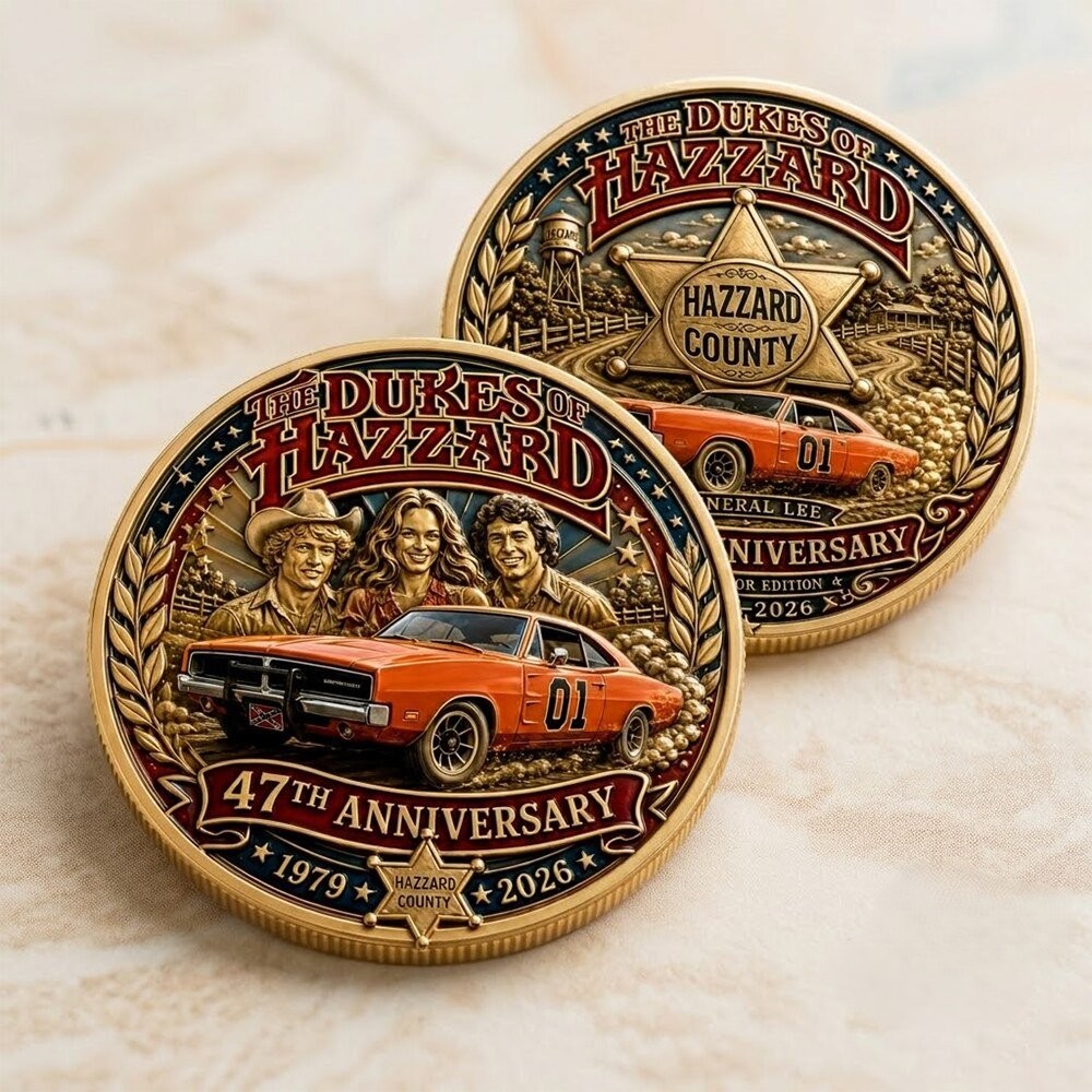The Dukes of Hazzard 47th Anniversary Commemorative Coin - Front View