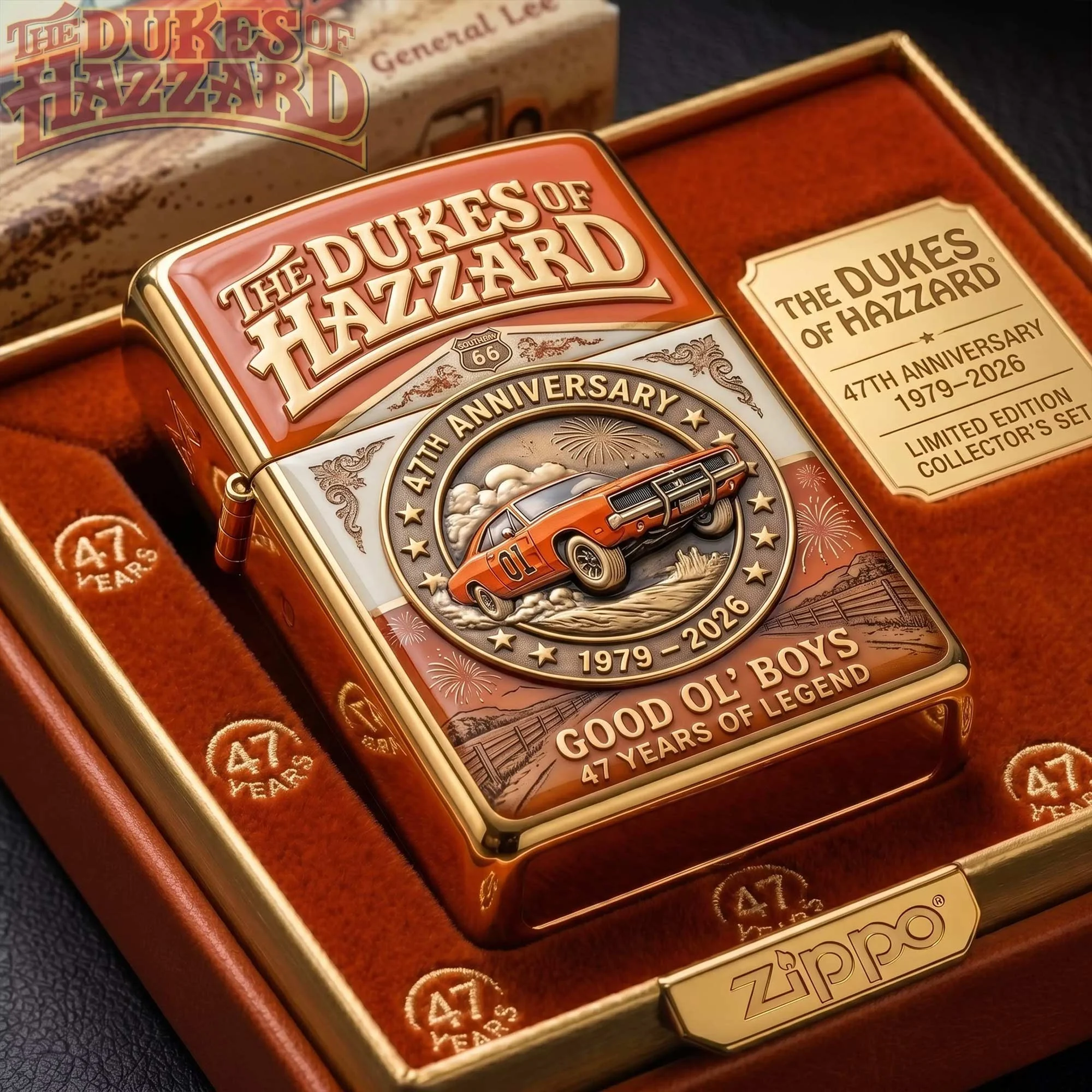 The Dukes of Hazzard 47th Anniversary Zippo Lighter - Front View