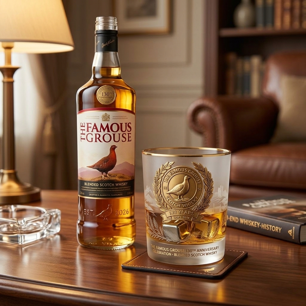 The Famous Grouse 130th Anniversary Blended Scotch Whiskey Glass - Detail View