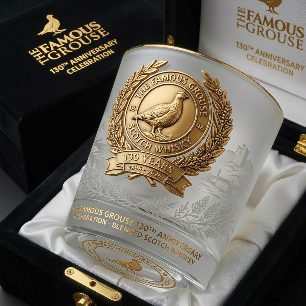 The Famous Grouse 130th Anniversary Blended Scotch Whiskey Glass - Front View