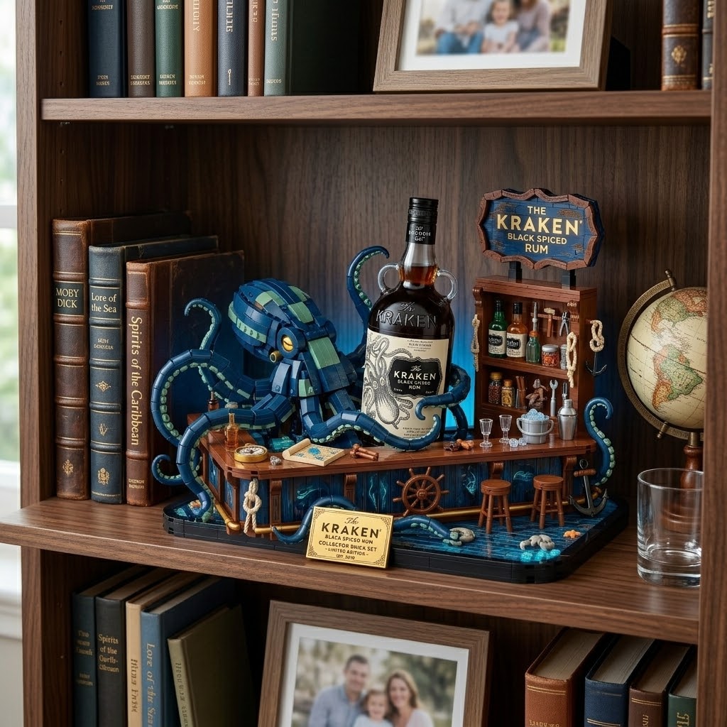 The Kraken Black Spiced Rum 2026 Collector Brick Set - Detail View