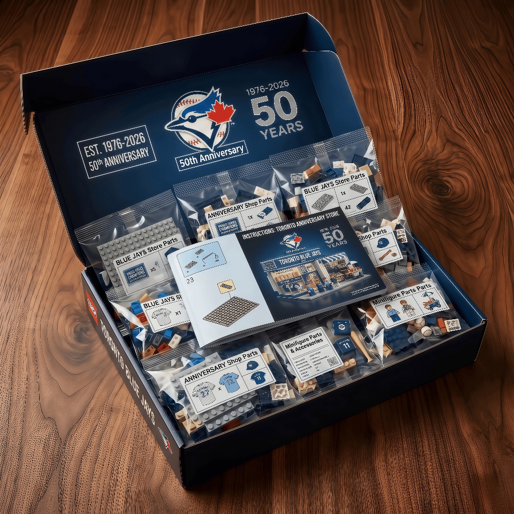 Toronto Blue Jays 50th Anniversary Store Champions LEGO Set - Detail View