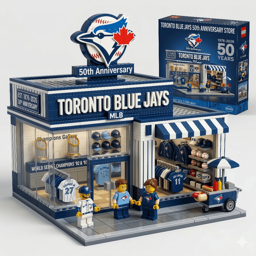 Toronto Blue Jays 50th Anniversary Store Champions LEGO Set - Front View