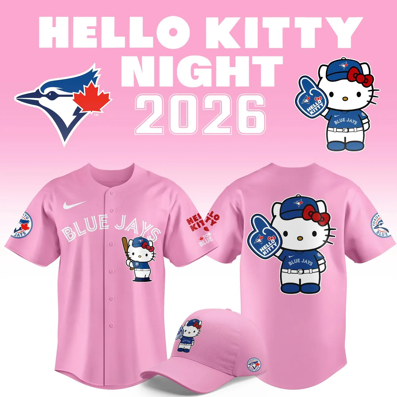 Toronto Blue Jays Hello Kitty Night 2026 Baseball Jersey - Detail View