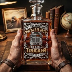 Trucker David Retirement Never Ends Whiskey Decanter