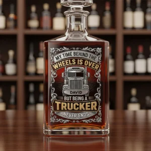 Trucker David Retirement Never Ends Whiskey Decanter