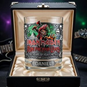 Iron Maiden 50th Anniversary Run For Your Lives Whiskey Glass