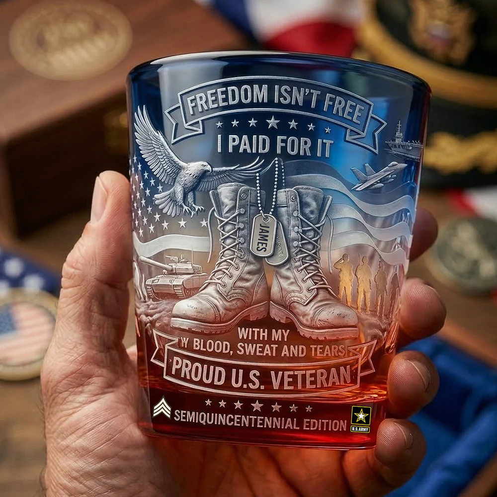 U.S. Veteran 250th Semiquincentennial Edition Whiskey Glass - Detail View
