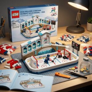 2026 Milano-Cortina Olympic USA Gold Medal Hockey LEGO Set