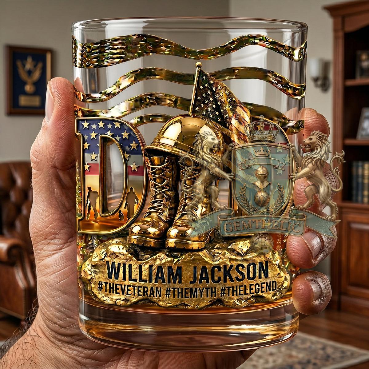 William Jackson The Veteran The Myth The Legend Whiskey Glass - Detail View