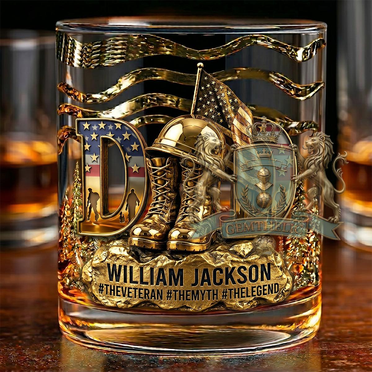 William Jackson The Veteran The Myth The Legend Whiskey Glass - Front View