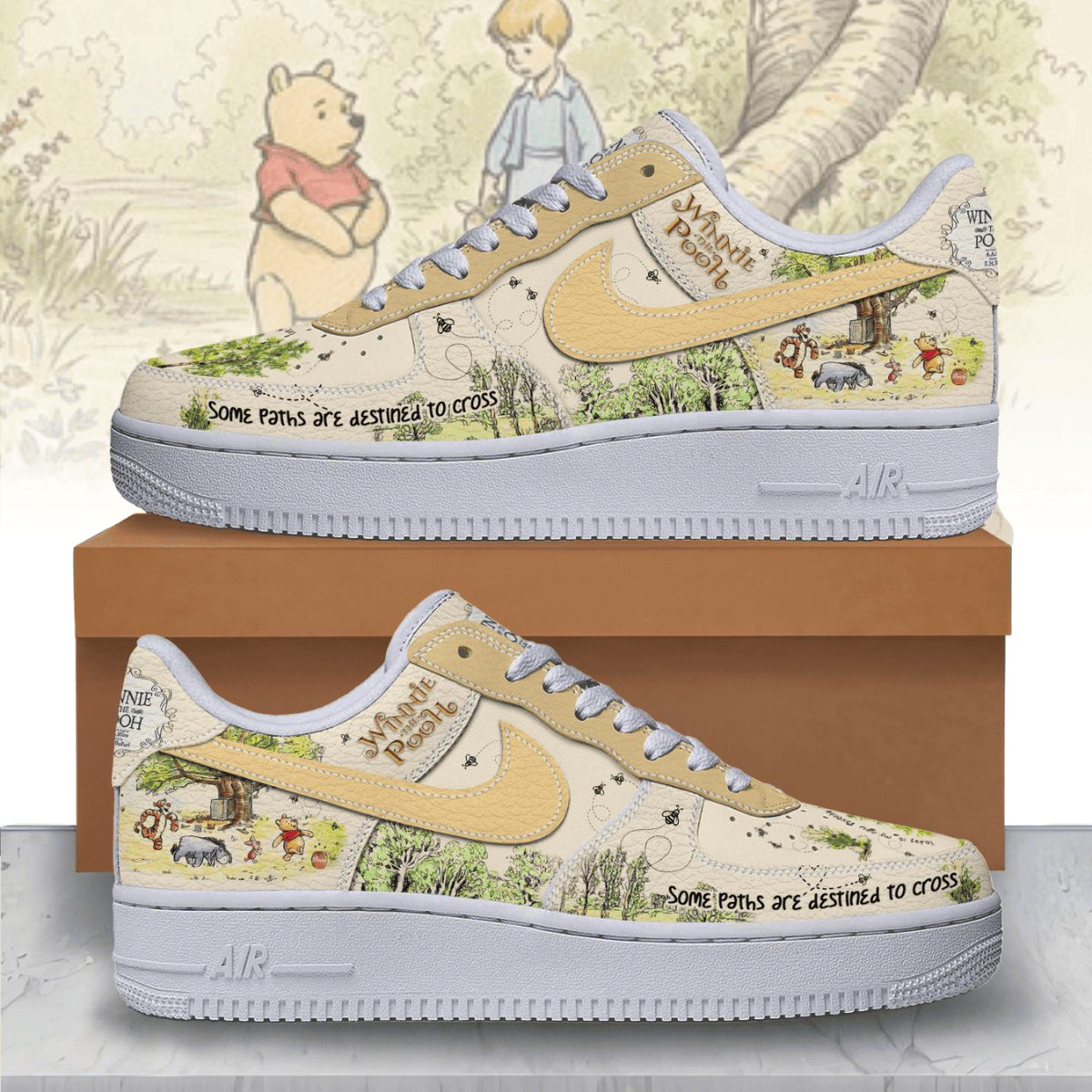 Winnie the Pooh 100th Anniversary AF1 Sneakers - Front View