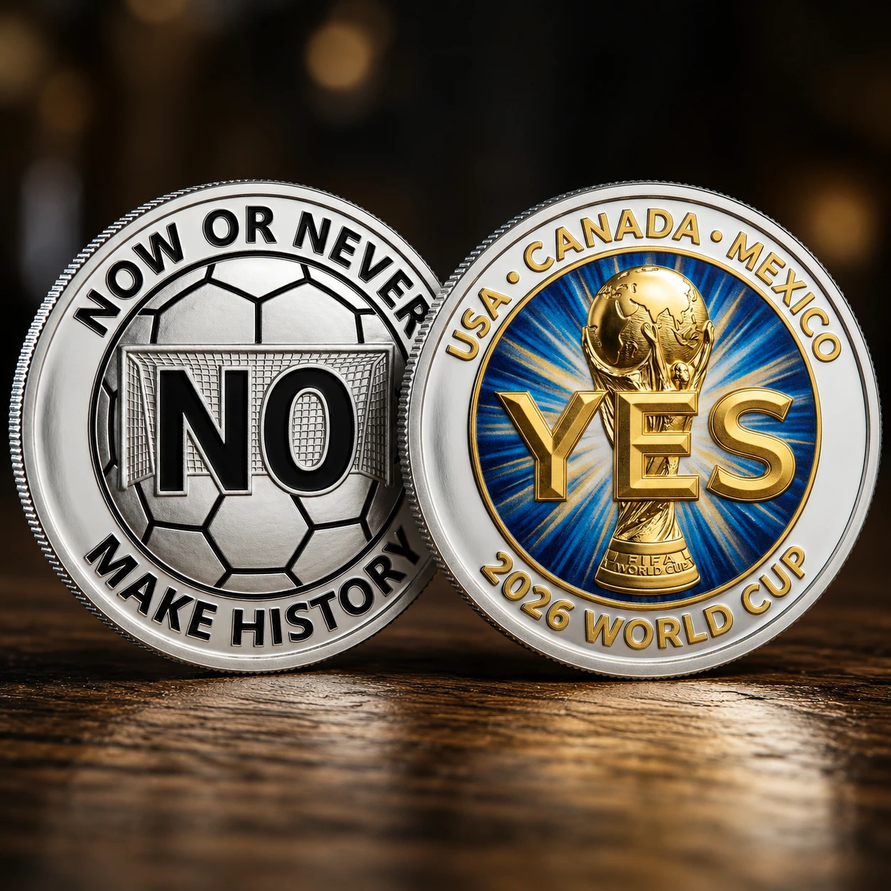 2026 World Cup USA Canada Mexico Hosting Decision Commemorative Coin - Front View