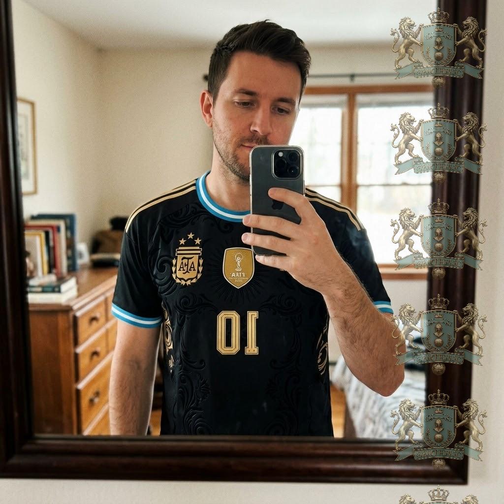 Argentina Football 2022 World Cup Champions Black Gold Number 10 Football Jersey