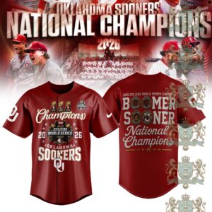Oklahoma Sooners 2026 College World National Champions Baseball Jersey