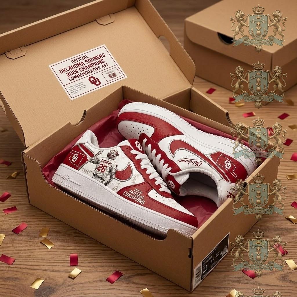 Oklahoma Sooners Baseball 2026 National Champions Custom Nike Air Force 1 Shoes