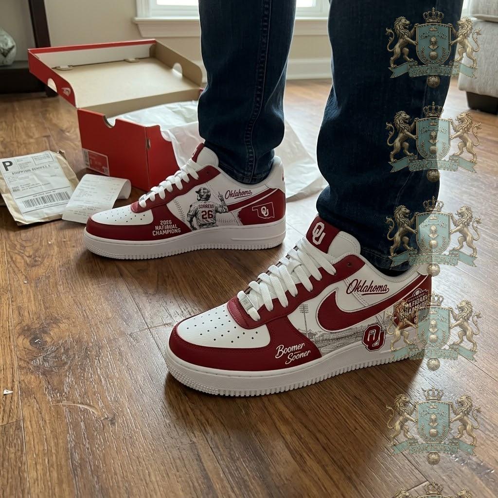 Oklahoma Sooners Baseball 2026 National Champions Custom Nike Air Force 1 Shoes