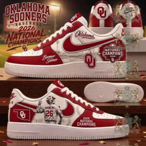 Oklahoma Sooners Baseball 2026 National Champions Custom Nike Air Force 1 Shoes