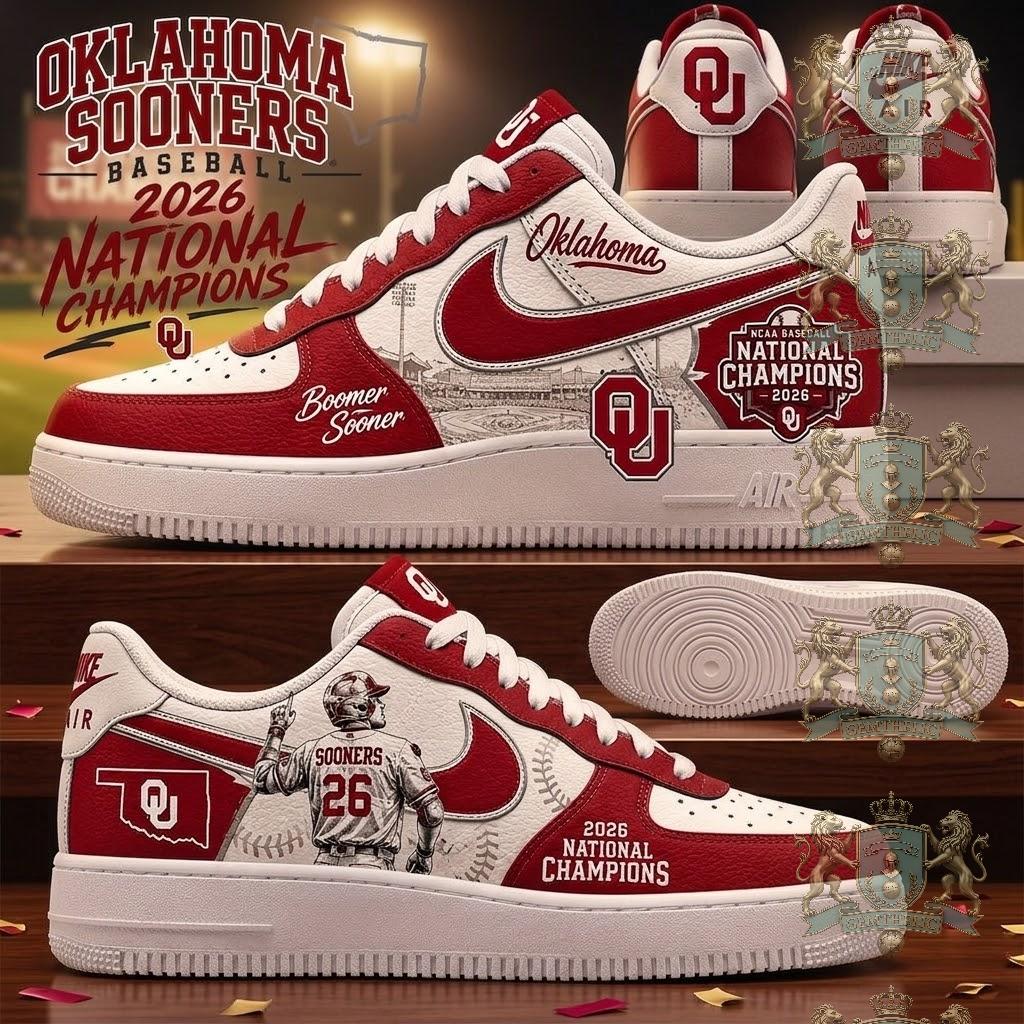 Oklahoma Sooners Baseball 2026 National Champions Custom Nike Air Force 1 Shoes