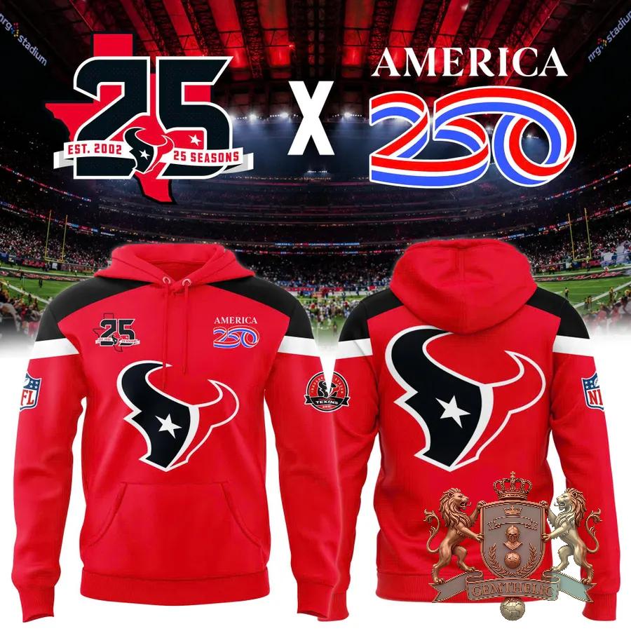 Houston Texans Season America 250th Anniversary Hoodie - Front View