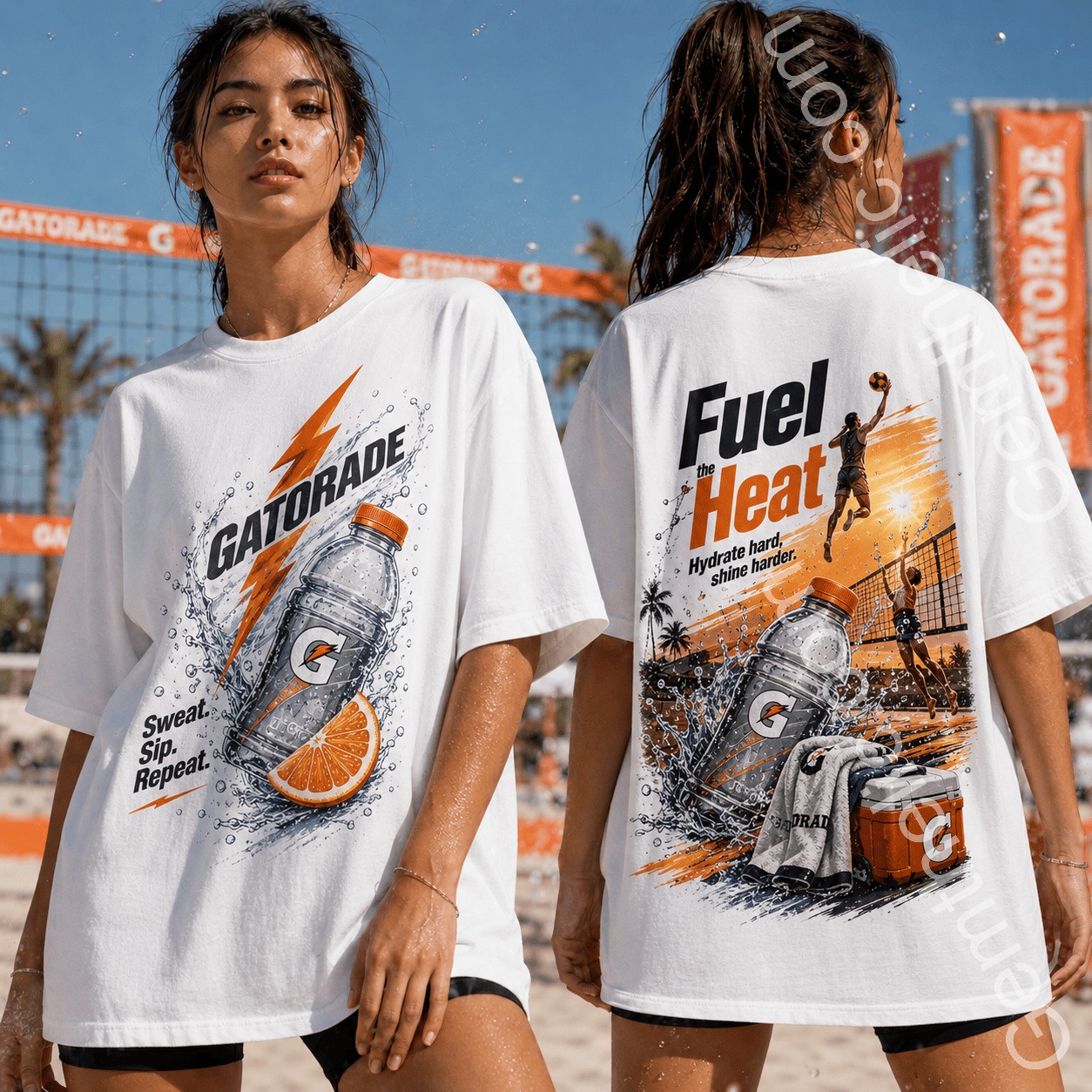 Fuel the Heat Hydrate Harder Beach Volleyball T-Shirt