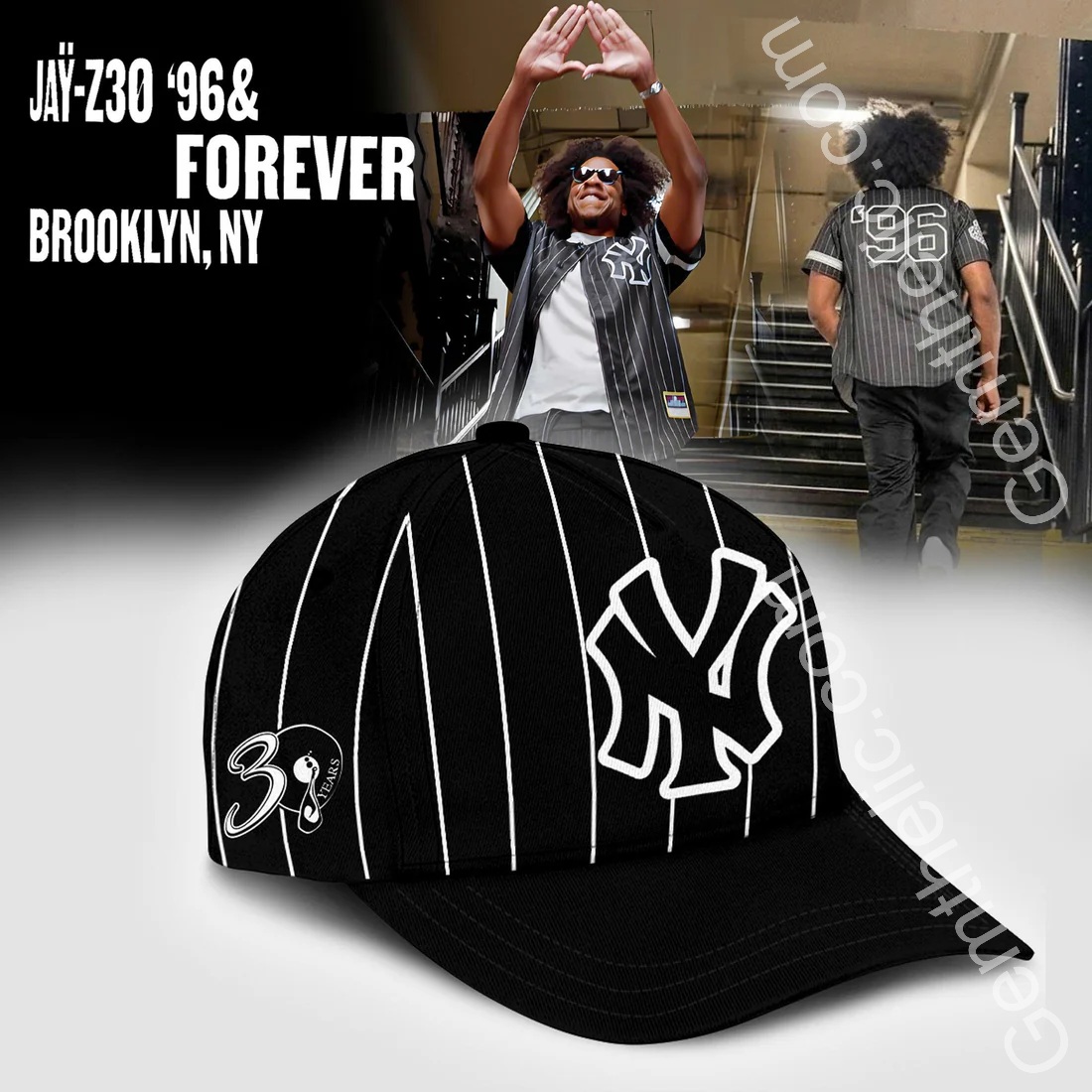 Jay-Z Reasonable Doubt 1996 New York Yankees Baseball Jersey - Detail View