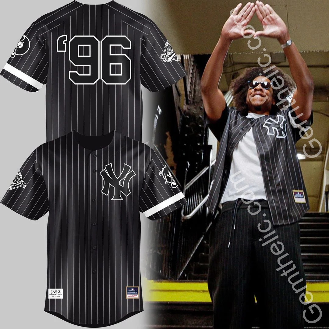 Jay-Z Reasonable Doubt 1996 New York Yankees Baseball Jersey - Front View