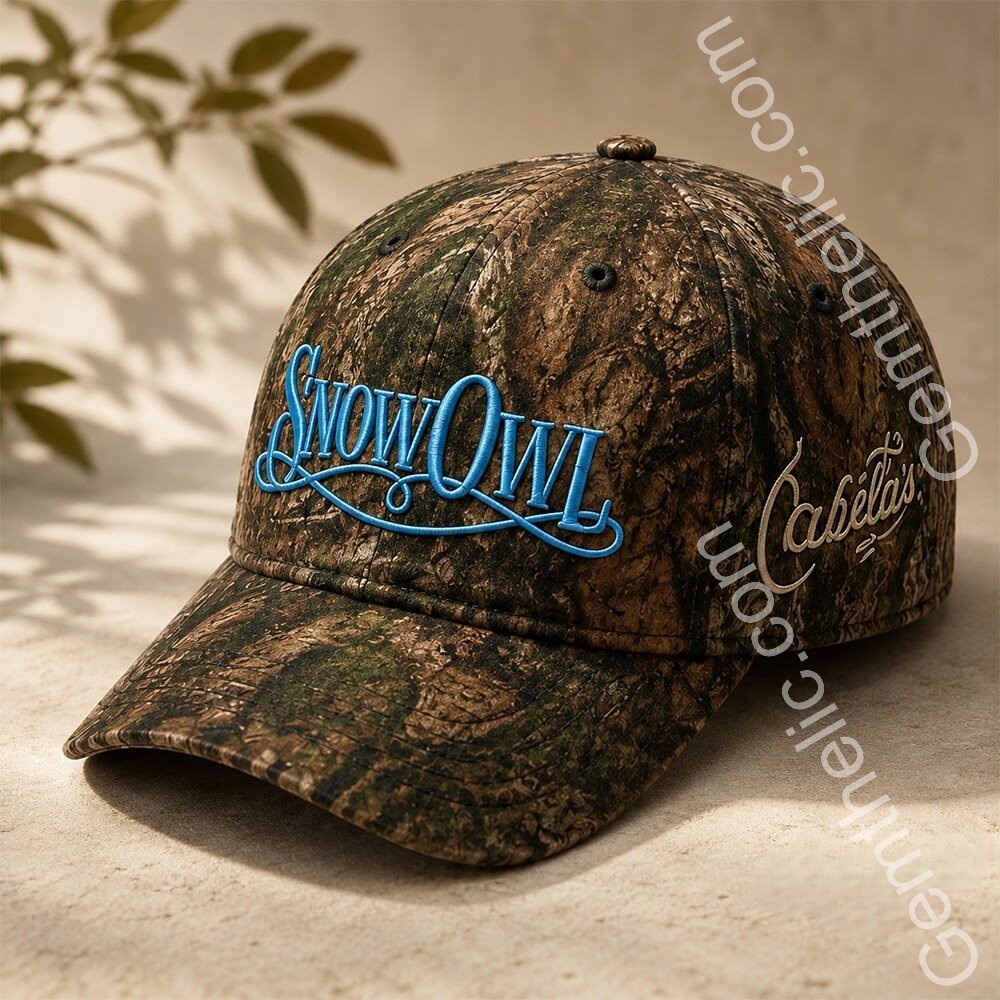 Snow Owl Camouflage Pattern Baseball Cap - Front View