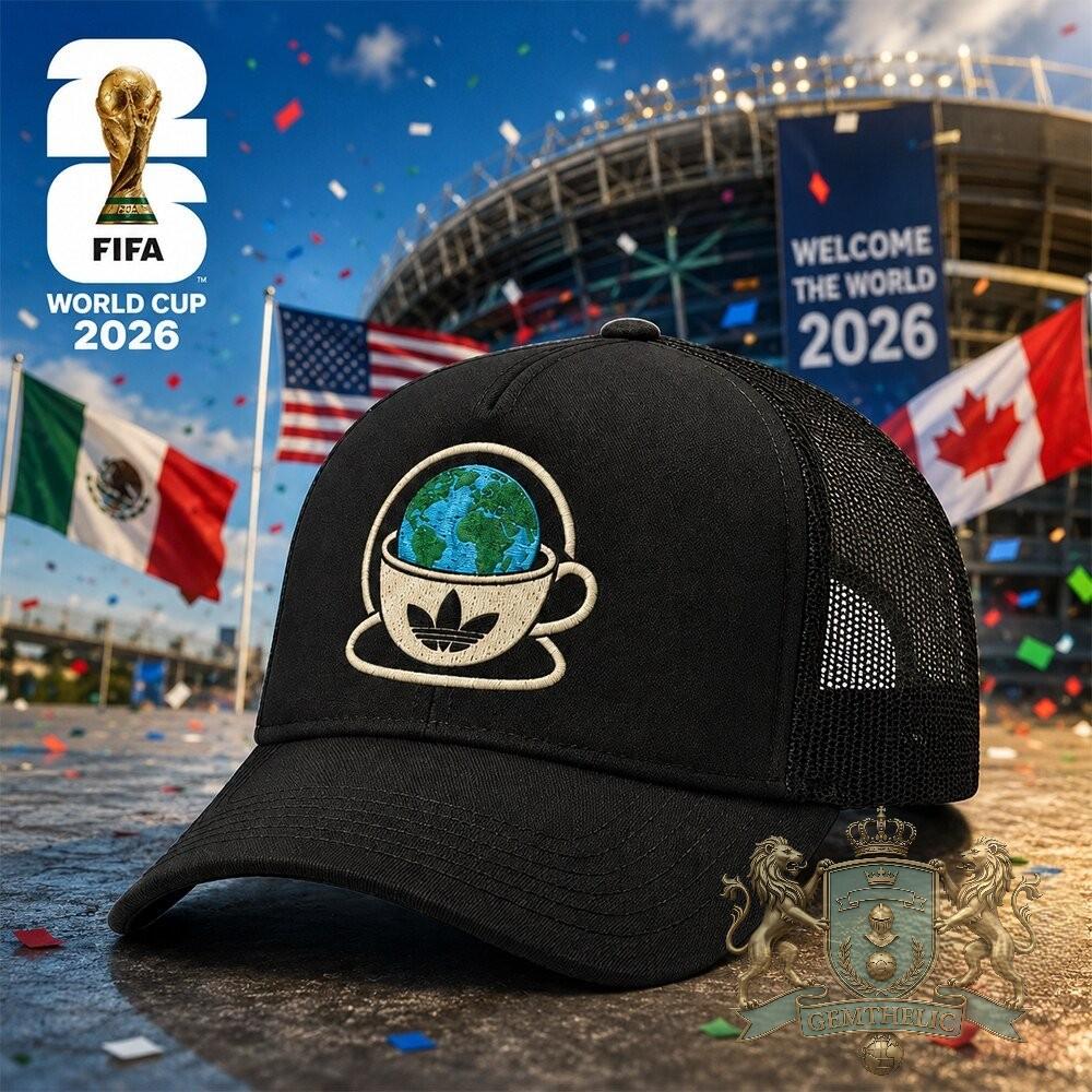 Adidas Globe Earth Day Coffee Cup Trucker Hat - Detail View