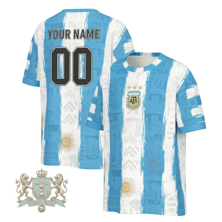 Argentina National World Cup 2026 Flag Pattern Sun of May Three Stars Retro Style Jersey