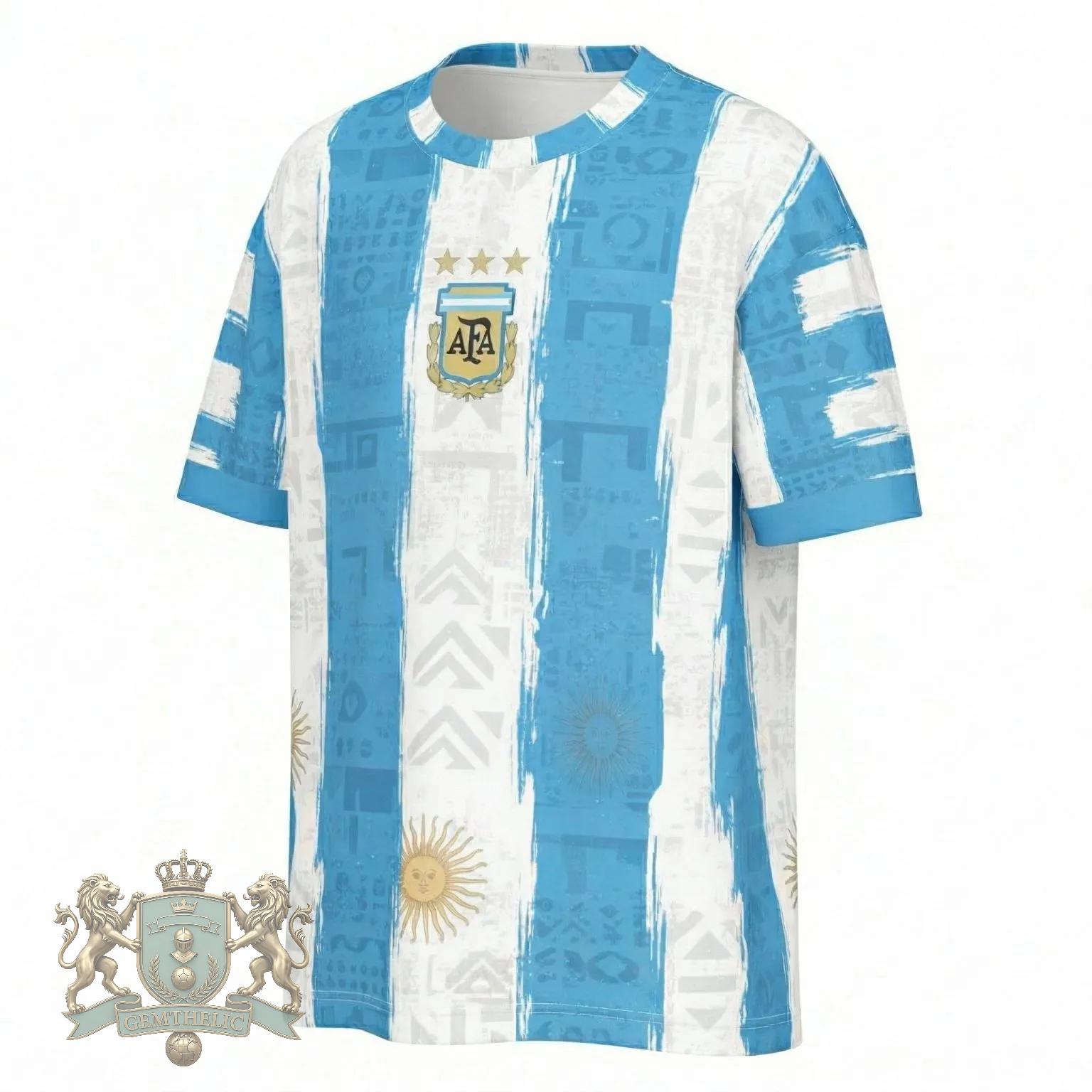 Argentina National World Cup 2026 Flag Pattern Sun of May Three Stars Retro Style Jersey