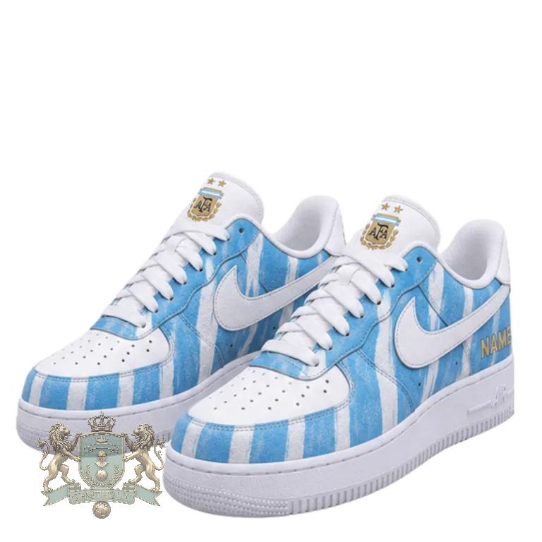 Argentina National World Cup 2026 Two Stars Stripes Custom Name Sneakers - Front View
