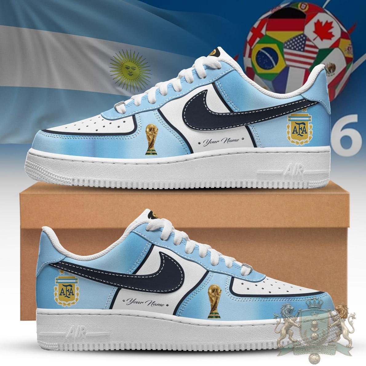 Argentina National World Cup Champions  Nike Air Force 1 Sneakers - Front View