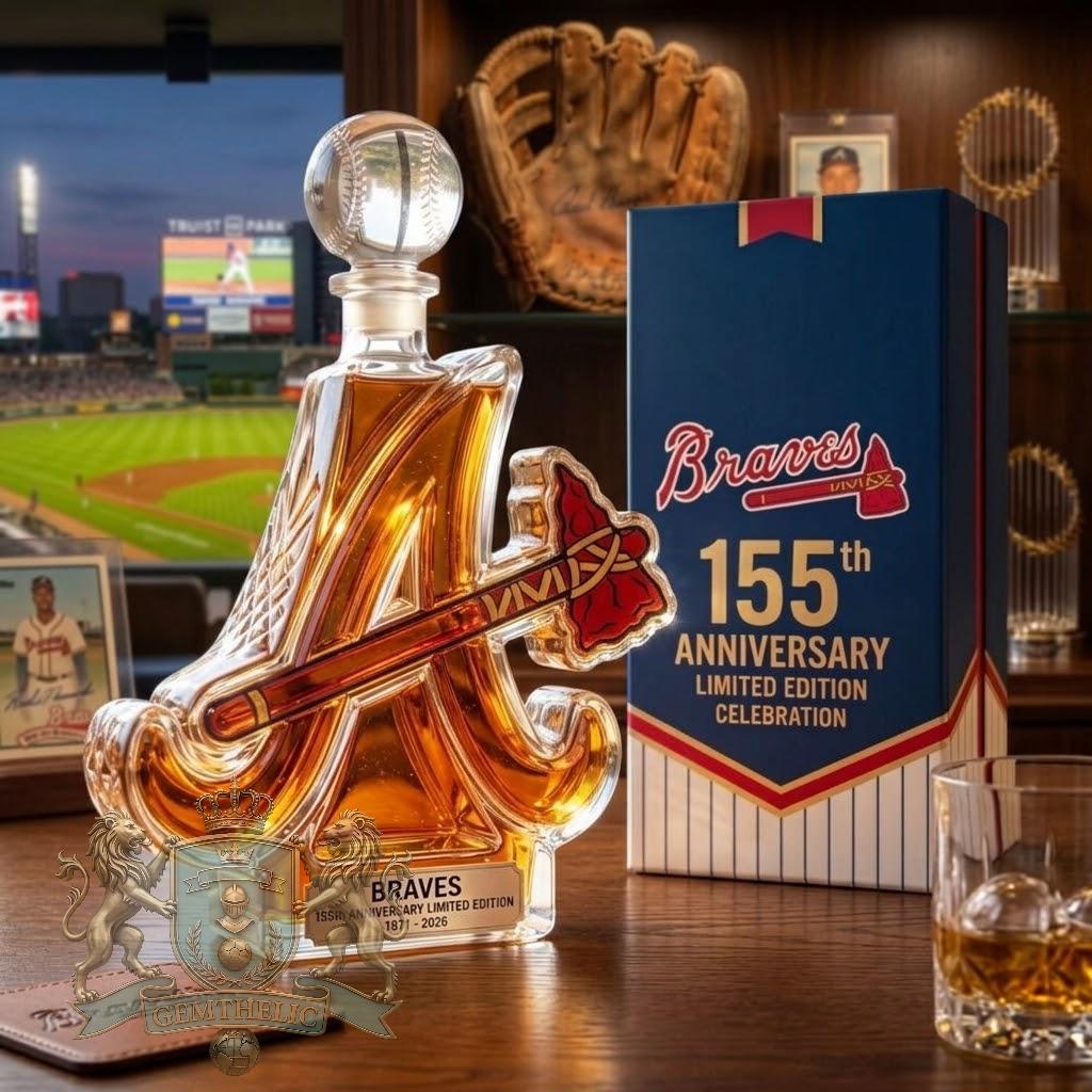 Atlanta Braves 155th Anniversary Whiskey Decanter - Front View