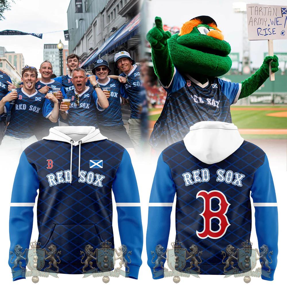Boston Red Sox Scottish Tartan Fusion Hoodie - Front View